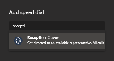 Adding Speed Dial to Teams Client