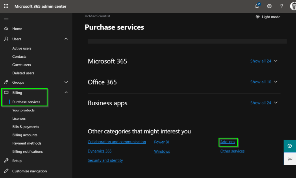 Microsoft 365 Licensing portal